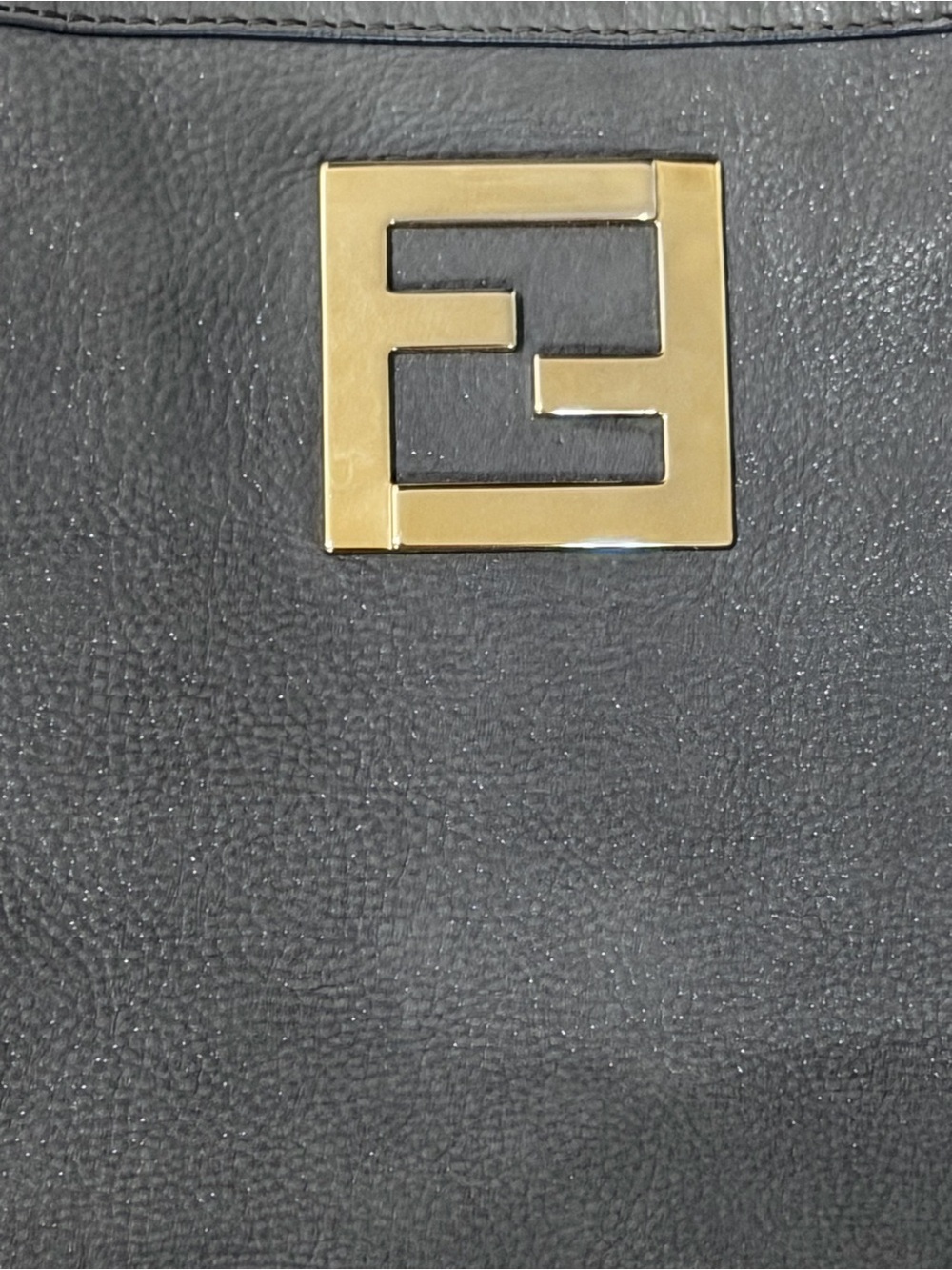 Fendi Gray Nubuck Tote with Gold F Logo - Picture 4 of 8
